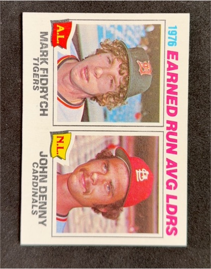 1977 Topps #7 Mark Fidrych / John Denny ERA Leaders — front