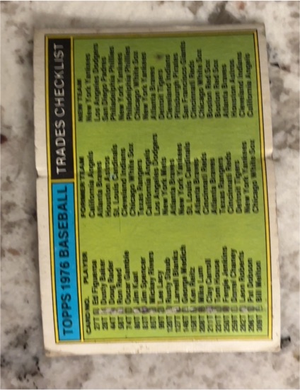 1976 Topps Trades Checklist — front
