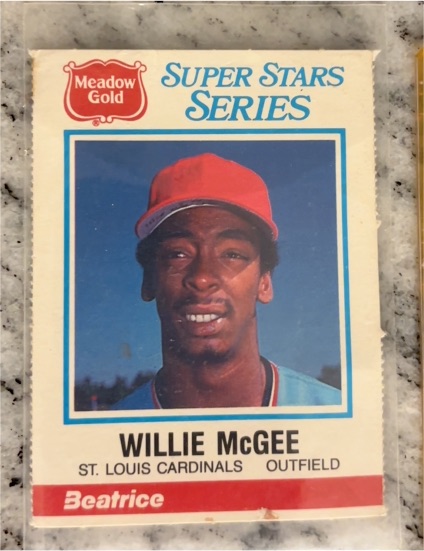 1986 Meadow Gold Super Stars Series #10 Willie McGee — front