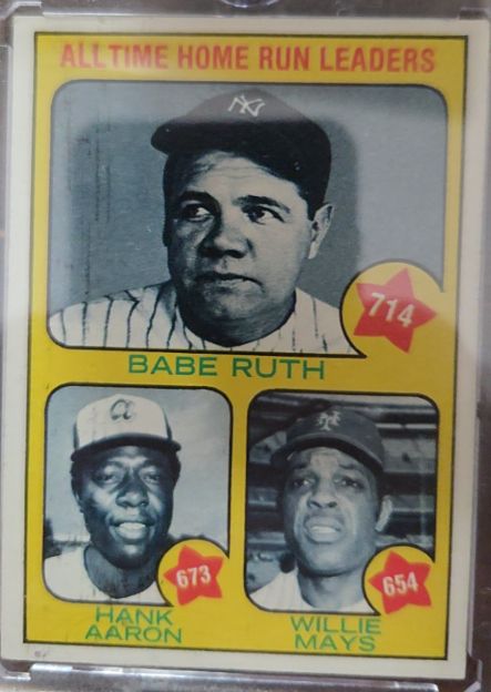 1973 Topps #1 All-Time Home Run Leaders Babe Ruth Hank Aaron Willie Mays — front