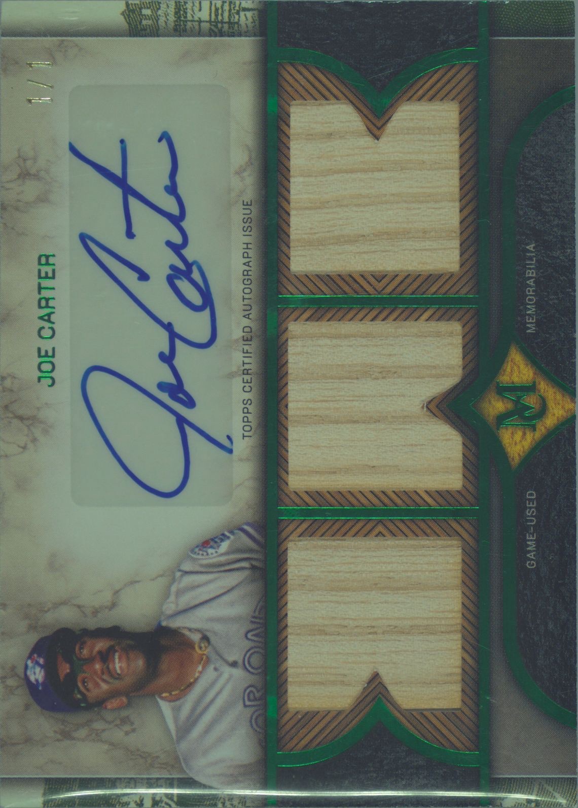 2025 Topps Museum Collection #SPTRA-JCA Joe Carter Triple Relic Auto — front