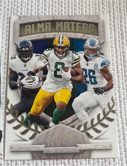 2024 Panini Prestige #15 Alma Maters Derrick Henry, Josh Jacobs, Jahmyr Gibbs — front