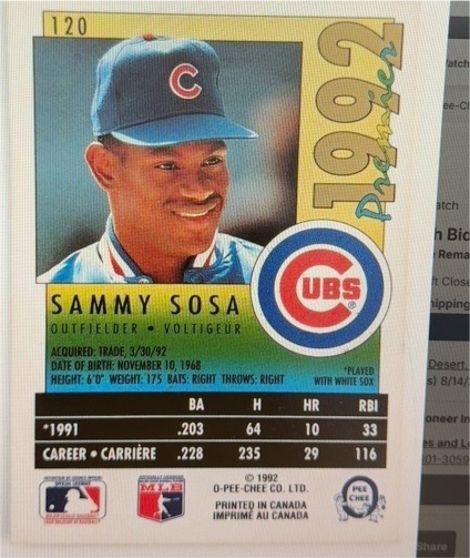 2000 Pacific #91 Sammy Sosa — front