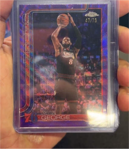 2025-26 Topps Chrome Update #77 Paul George RayWave Refractor — front