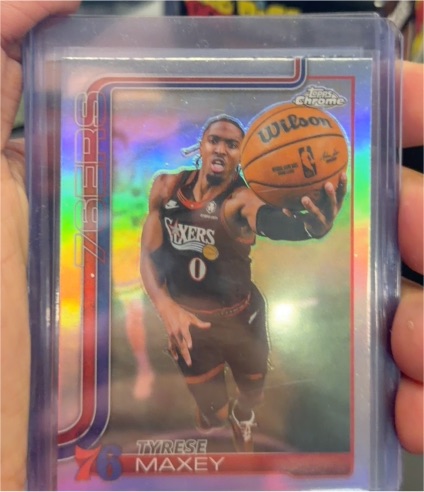 2025-26 Topps Chrome Update #41 Tyrese Maxey Refractor Philadelphia 76ers — front