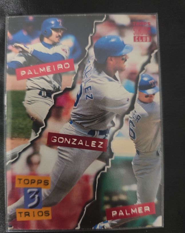 1994 Topps Stadium Club #112 Topps Trios Juan Gonzalez / Rafael Palmeiro / Dean Palmer — front