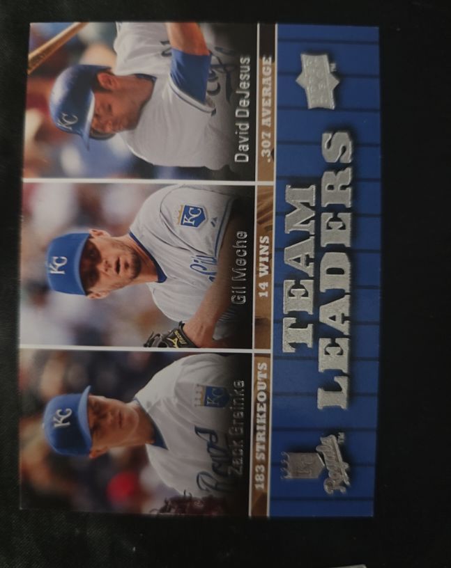 2009 Upper Deck #459 Zack Greinke / Gil Meche / David DeJesus Kansas City Royals — front
