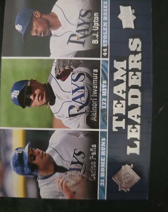 2009 Upper Deck Baseball #443 Rays Team Leaders Carlos Pena A Iwamura BJ Upton — front