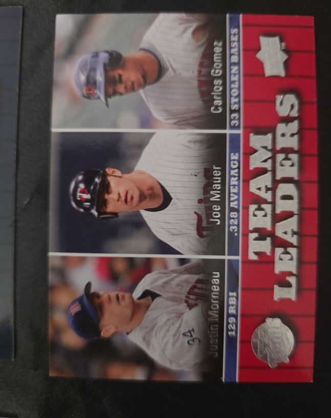 2009 Upper Deck #450 Team Leaders Joe Mauer / Justin Morneau / Carlos Gomez — front