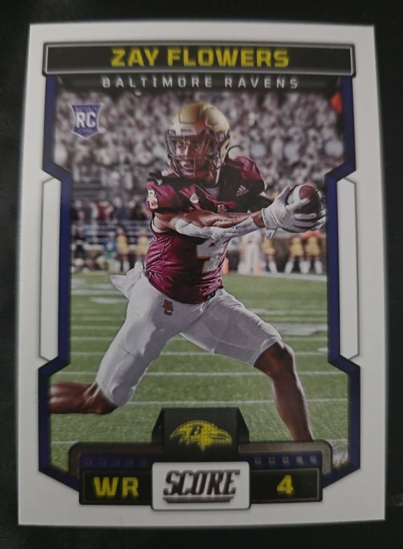 2023 Panini Score #351 Zay Flowers Rookie Baltimore Ravens — front