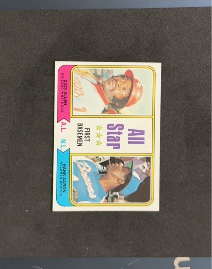 1974 Topps #332 All Star First Basemen Dick Allen & Hank Aaron — front