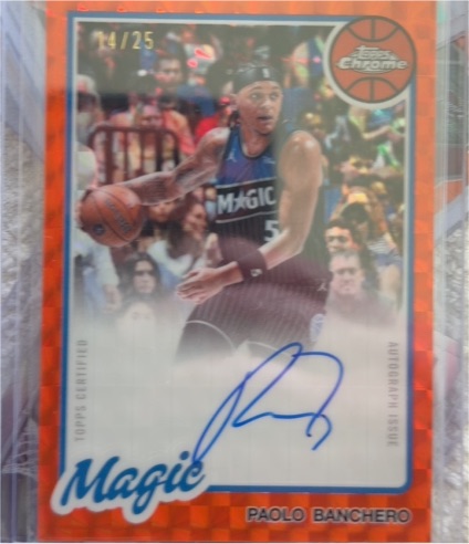 2025 Topps Chrome Update NBA 1980-81 Orange Auto #80TBA-PB Paolo Banchero — front