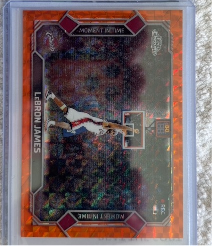 2025-26 Topps Chrome Update #MT-13 LeBron James Moment In Time Orange /25 — front
