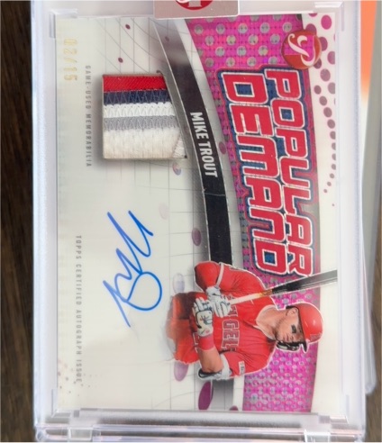 2024 Topps Pristine Popular Demand Autograph Relics #DPAR-MT Mike Trout — front
