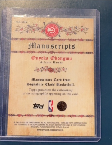 2026 Topps Signature Class Manuscripts #MS-OO Onyeka Okongwu — front