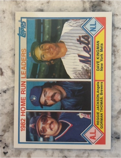 1983 Topps #702 1982 Home Run Leaders Reggie Jackson / Dave Kingman / Gorman Thomas — front