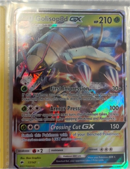 2017 Pokémon Burning Shadows #17/147 Golisopod GX — front