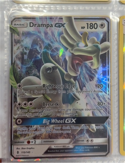 2017 Pokemon Guardians Rising #115 Drampa GX — front