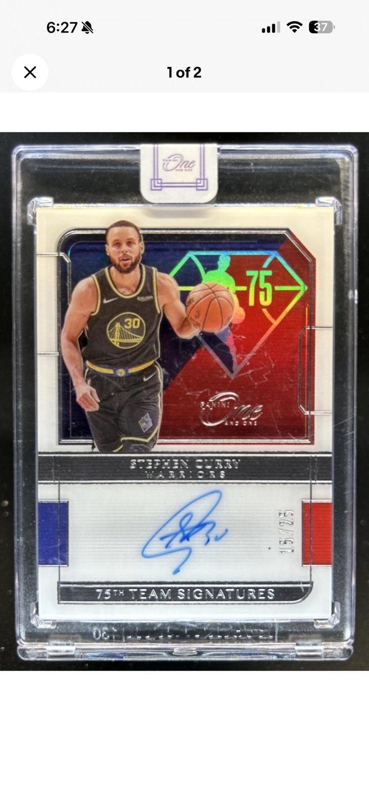 2021 Panini One and One 75th Team Signatures #75 Stephen Curry — front