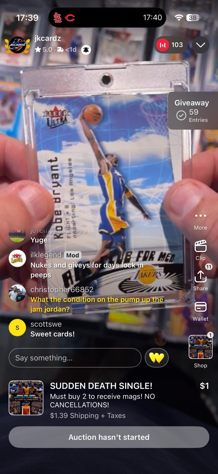 1997 Fleer Ultra #8 Kobe Bryant — front