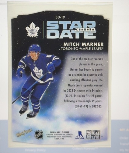 2023-24 Skybox E-X 2000 Star Date 3000 Mitch Marner #SD-19 — front