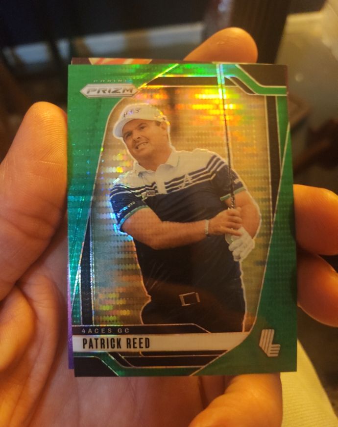 2025 Panini Prizm LIV Golf #27 Patrick Reed 4 Aces GC Green Shimmer Prizm — front