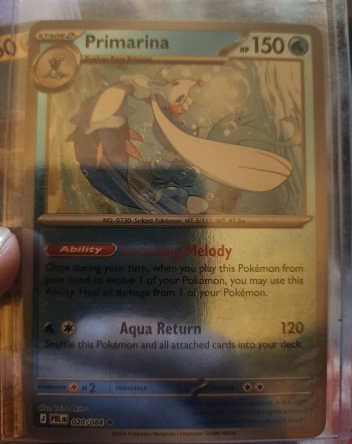 2026 The Pokémon Company #020 Primarina — front