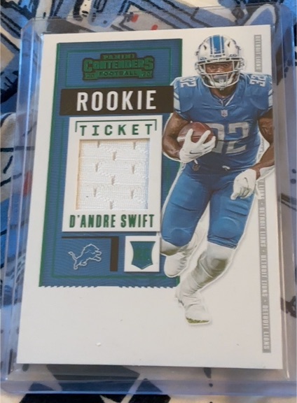 2020 Panini Contenders #RTS-DAS D'Andre Swift Rookie Ticket Swatches — front