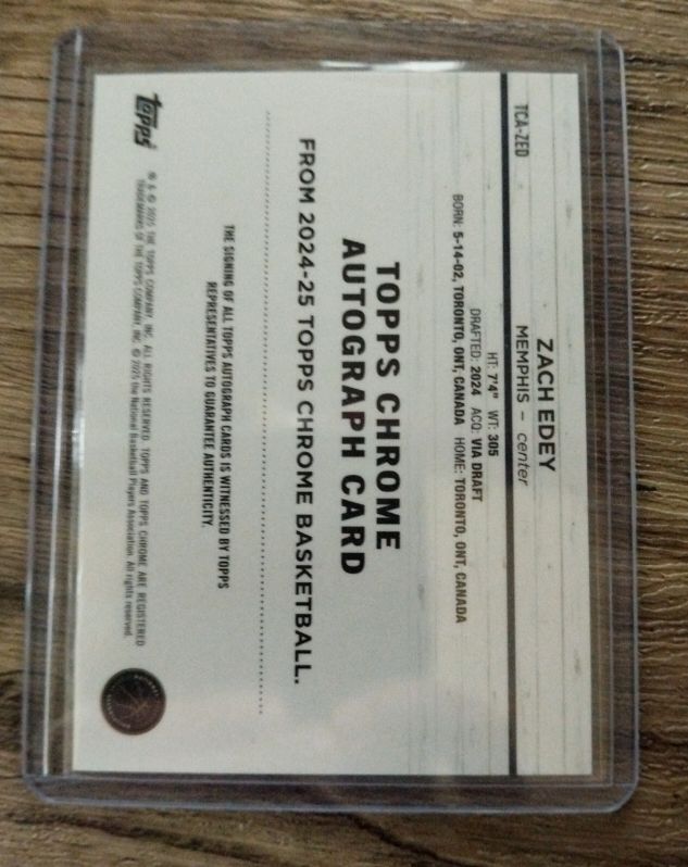 2024-25 Topps Chrome #TCA-ZED Zach Edey — front