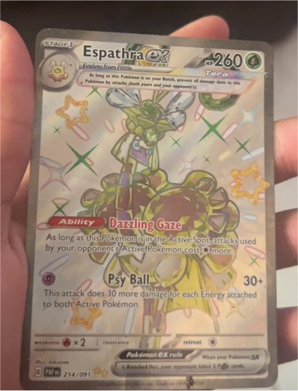 2023 Pokémon Paldean Fates #214 Espathra ex — front