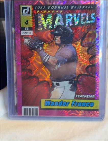2022 Donruss #M-8 Wander Franco Marvels Pink Fireworks Rookie Card — front