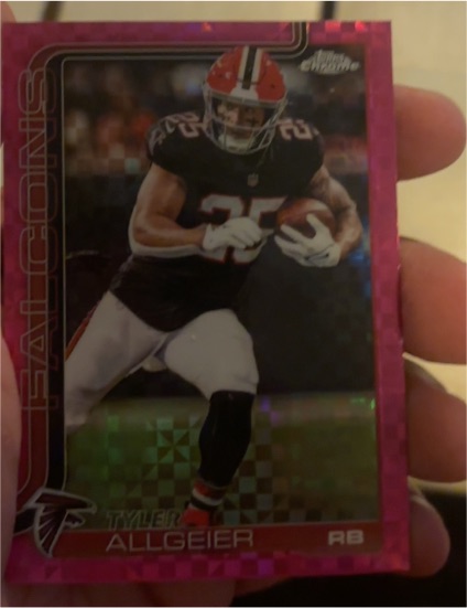 2025 Topps Chrome #17 Tyler Allgeier Pink X-Fractor Atlanta Falcons — front