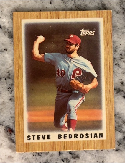 1987 Topps Major League Leaders Minis #27 Steve Bedrosian — front