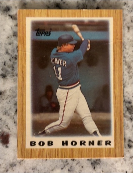 1987 Topps Major League Leaders Minis #1 Bob Horner — front