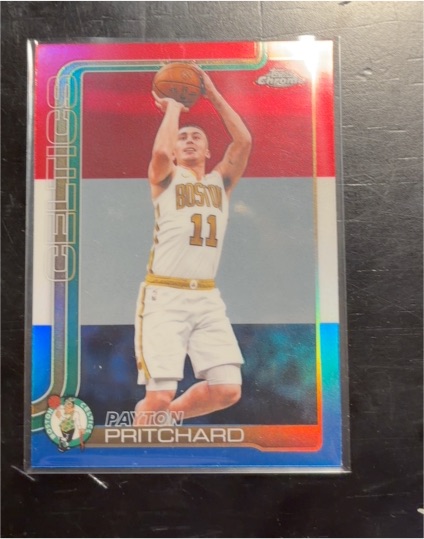 2025-26 Topps Chrome #18 Payton Pritchard Red White and Blue Refractor — front