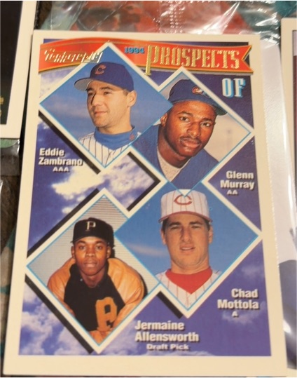 1994 Topps #616 OF Prospects Eddie Zambrano / Glenn Murray / Chad Mottola / Jermaine Allensworth — front