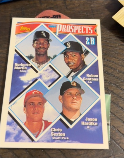 1994 Topps #527 2B Prospects Norberto Martin, Ruben Santana, Jason Hardtke, Chris Sexton — front