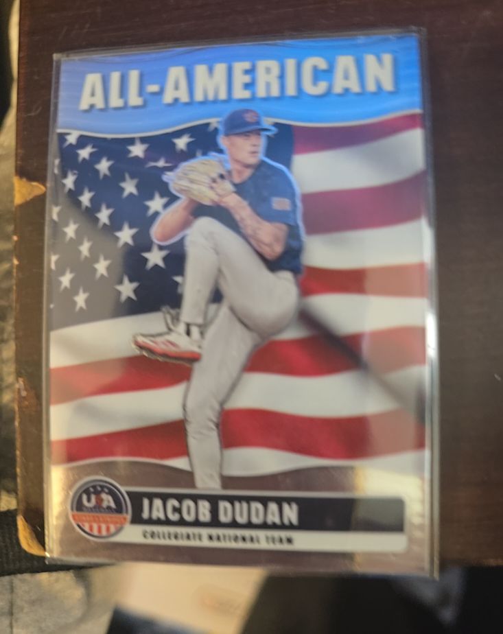 2026 Panini Stars & Stripes Prizm #12 Jacob Dudan All-American Insert — front