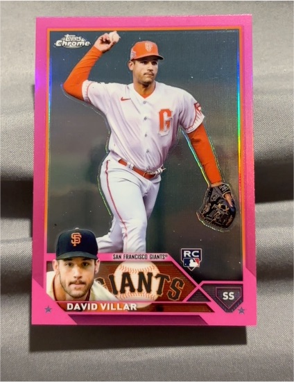 2023 Topps Chrome #117 David Villar Pink Refractor RC San Francisco Giants — front
