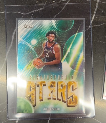 2025-26 Topps Chrome Update #ST-8 Joel Embiid Stratospheric Stars Refractor — front