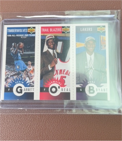 1996-97 Upper Deck Collector's Choice #M129 Kobe Bryant / Kevin Garnett / Jermaine O'Neal Mini-Card Panel — front