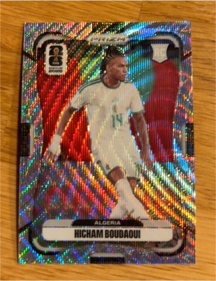 2026 Panini Prizm World Cup #129 Hicham Boudaoui Rookie Silver Wave Algeria — front