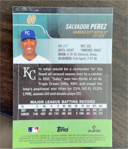 2022 Topps Chrome Platinum Anniversary #329 Salvador Perez — front