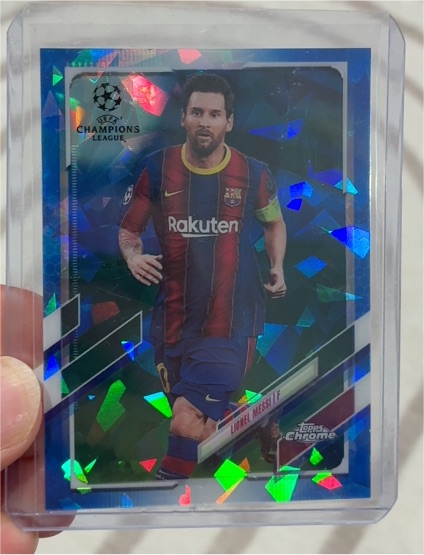 2020-21 Topps Chrome UEFA Champions League Sapphire #1 Lionel Messi — front