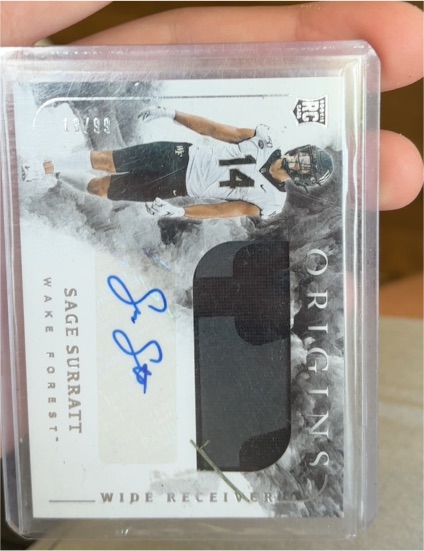 2021 Panini Origins Rookie Jumbo Patch Autographs Sage Surratt #OJ-KNB — front