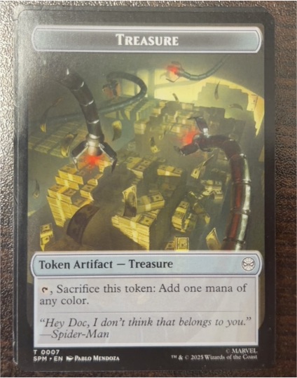 2025 Magic The Gathering #T0007 Spider-Man Treasure Token Artifact — front