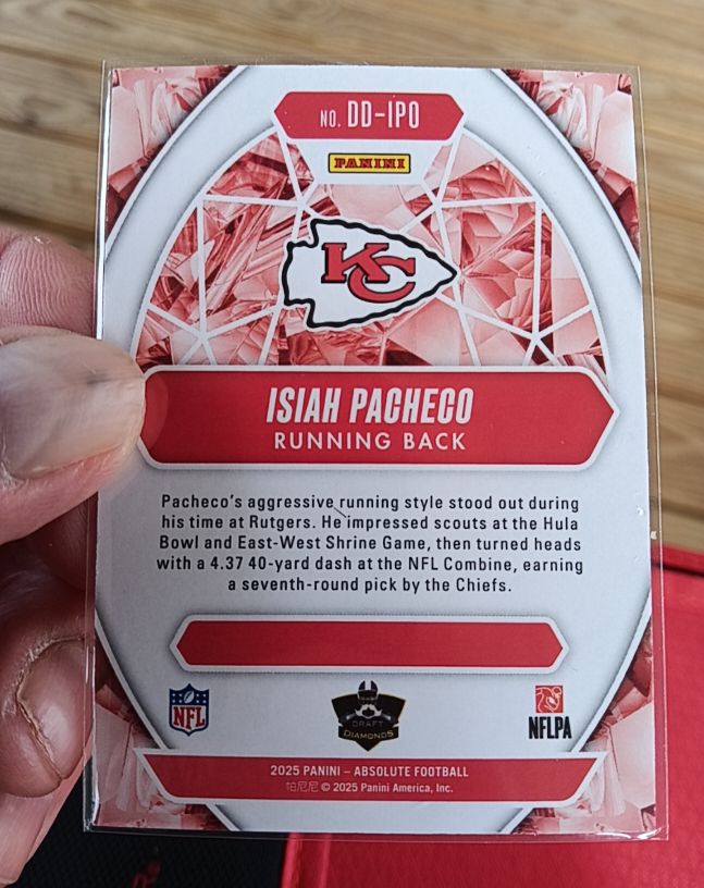 2025 Panini Absolute #DD-IPO Isiah Pacheco Draft Diamonds — front