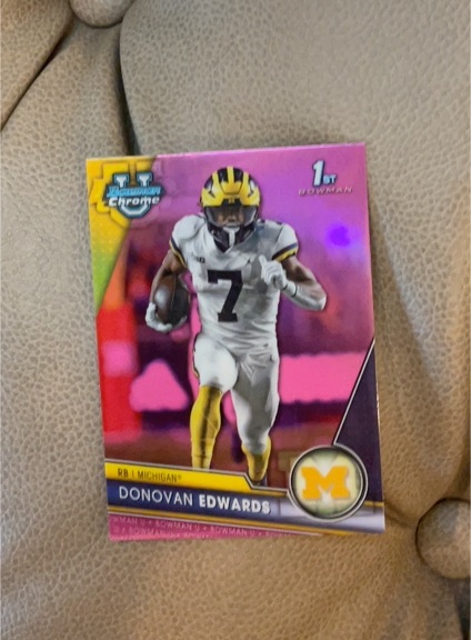 2023 Bowman University Chrome #42 Donovan Edwards — front