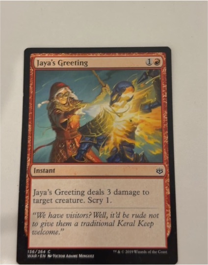 2019 Magic: The Gathering #136 Jaya's Greeting — front