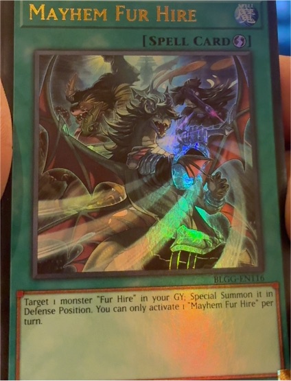 2020 Yu-Gi-Oh! Battles of Legend: Glorious Gallery #BLGG-EN116 Mayhem Fur Hire — front